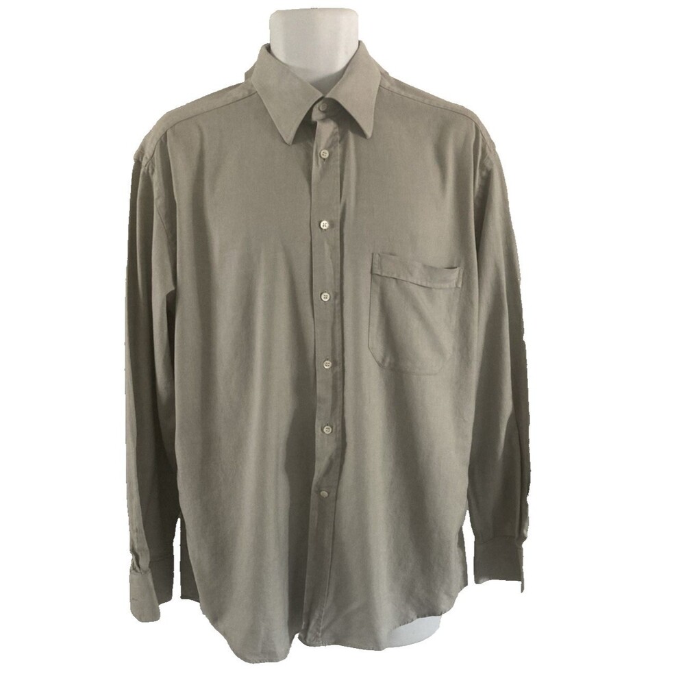 Canali Button-Up Dress Shirt Men's 42/16.5 Gray Collared Preppy Made In Italy